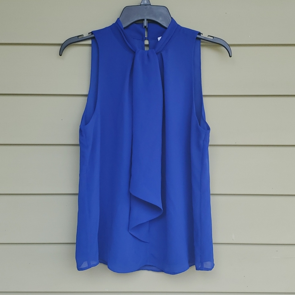 Tie-Neck Sleeveless Blouse- Calvin Klein - Small